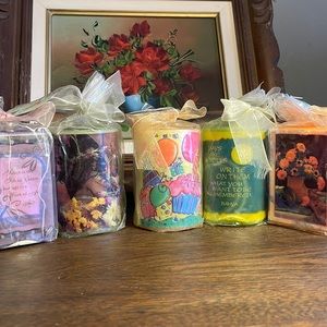 Lot of 5 Pretty Decorative Candles